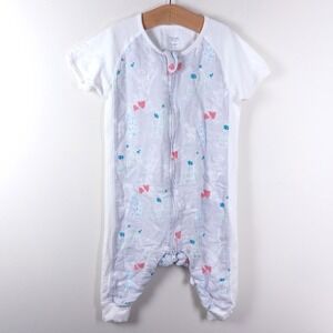 Nest Designs Sleep Bag Kids 6-18 Months White Muslin Strawberry Print Romper